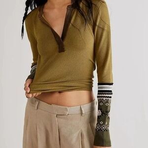 Free People We The Free M Mikah Layering Cuff Thermal Army Combo Floral Granola